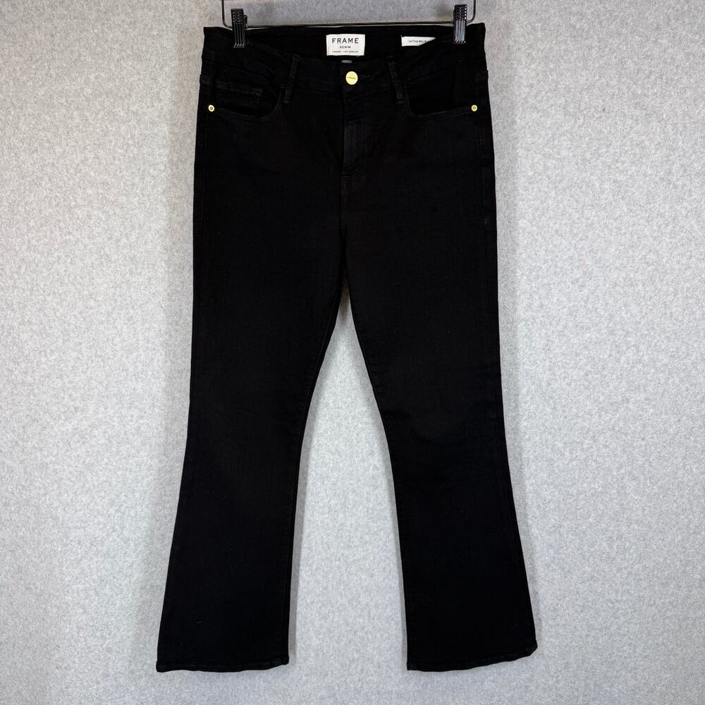 FRAME Le Crop Mini Boot Women's Jeans Black Size 30 Stretch Flare Denim